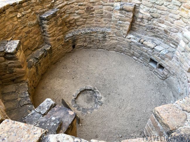 Badger House circular kiva with stone walls and central floor depression.