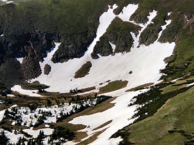 Old Fall River Road view of the snow covered alpine tundra at the Alpine Visitor's Center