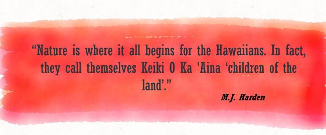 “Nature is where it all begins for the Hawaiians. In fact, they call themselves Keiki O Ka 'Aina ‘children of the land’.”