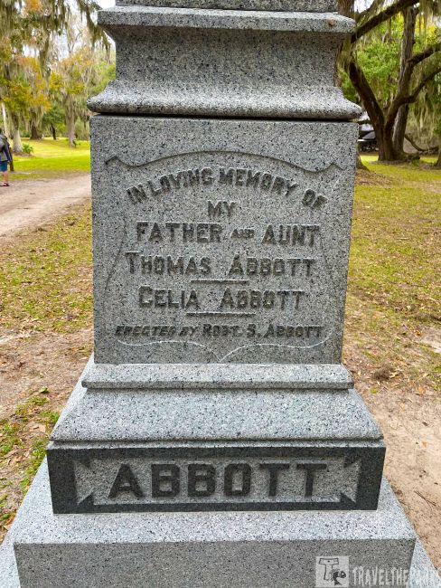Abbott Monument near the rediscovered slave cemetery at Fort Frederica
