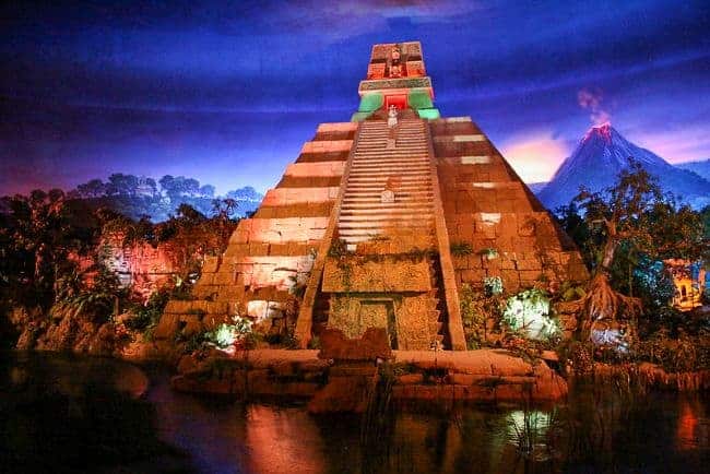 indoor lagoon with a themed backdrop of a pyramid
