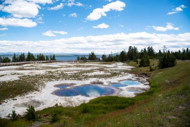 West Thumb Geyser Basin Boardwalk-Yellowstone Lake views